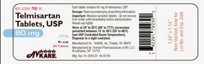 Label 4229179230 Telmisartan 2019 80mg